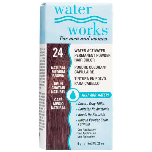 Waterworks Natural Hair Color, 24 Medium Brown, 0.21 Oz.