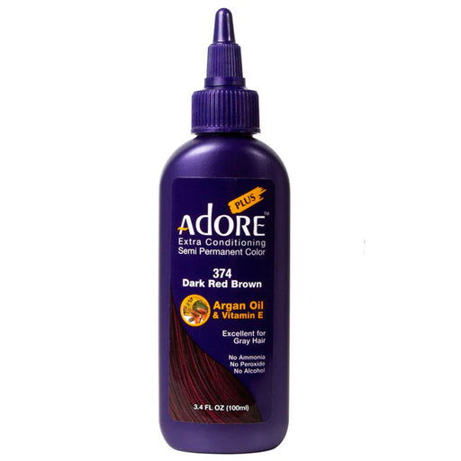 Adore Plus Semi Permanent Hair Color,Dark Red Brown,374