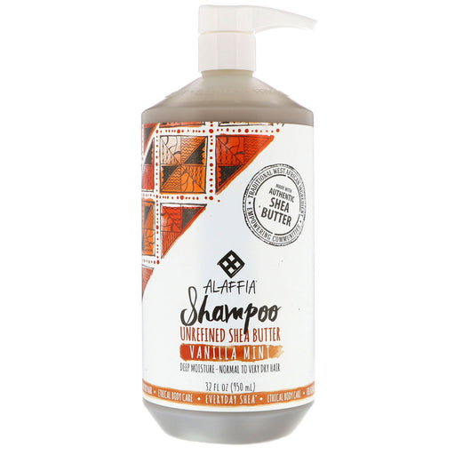 Alaffia Everyday Shea Butter Moisturizing Shampoo, Vanilla Mint, 32 Oz