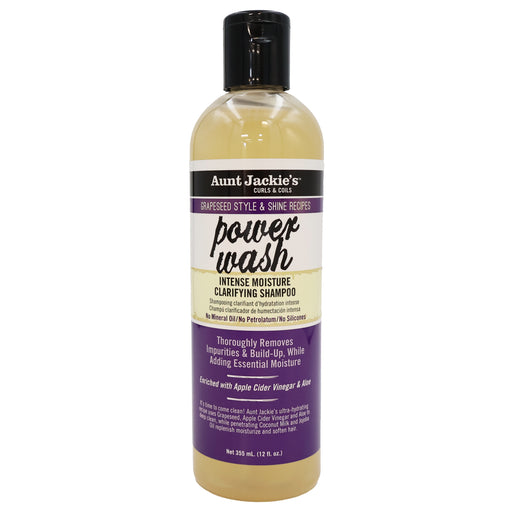 Aunt Jackie's Grapeseed Style Power Wash Intense Moisture Clarifying Shampoo, 12 Oz