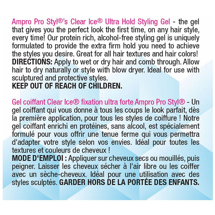 Ampro Ultra Hold Protein Clear Ice Styling Gel, 8.8 Oz