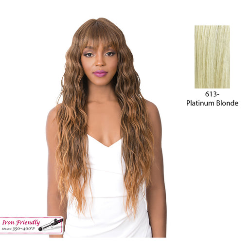 Short Central Part Of Lace Bang Angelica Wig,Platinum Blonde