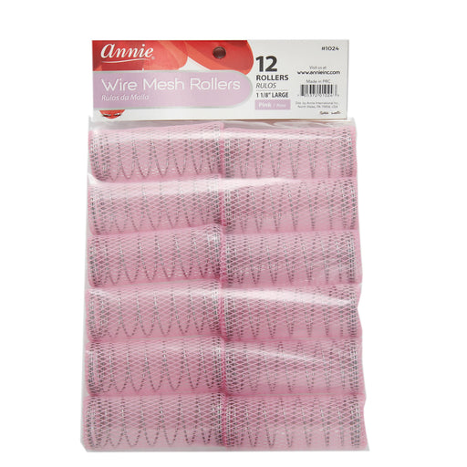 Annie 1 1/8" Wire Mesh Hair Rollers, 12/PK