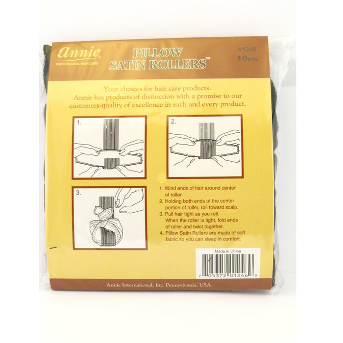 Annie Pillow Satin Rollers Black, 10/PK