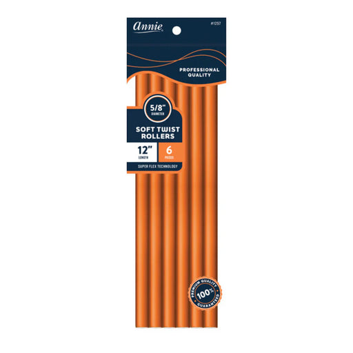 Annie Soft Twist Roller, 12" Long, 5/8", Orange, 6/PK