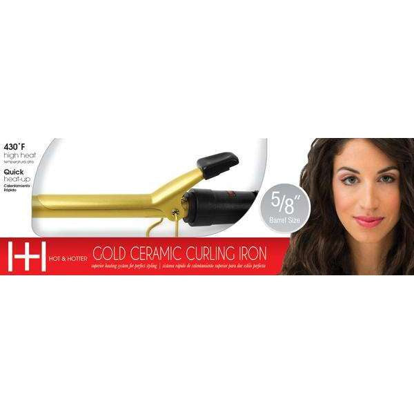 Hot and Hotter Gold Ceramic Electric Curling Iron 5/8"