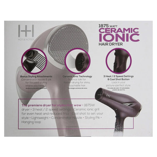 Hot & Hotter 1875 Watt Ceramic Ionic Hair Dryer Purple