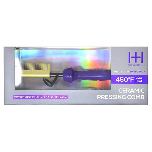 Hot & Hotter Pressing Comb Purple Gold Ceramic Straight