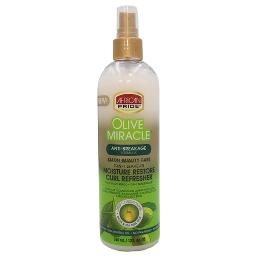African Pride Olive Miracle 7-IN-1 Leave-In Moisture Hair Curl Refresher, 12 Oz.