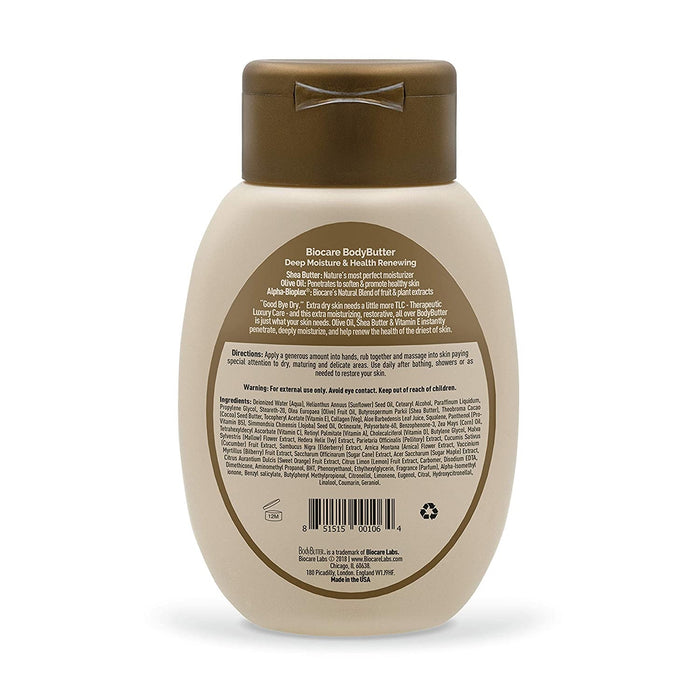 Biocare Body Butter Extra-Dry Skin Moisturizer with 100 Olive OilShea Butter For All Types of Dehydrated Rough Skin, 8 Oz.