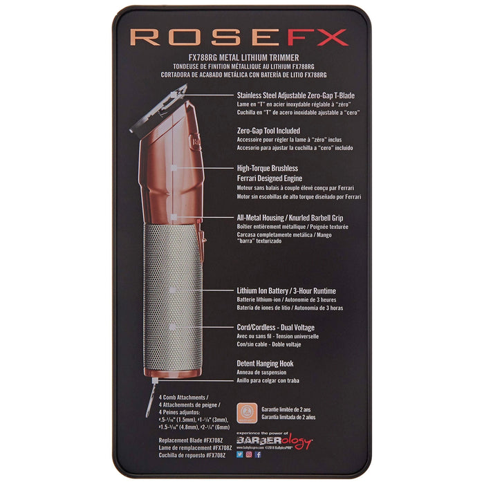 Babyliss Pro Rosefx Metal Lithium Trimmer FX788RG