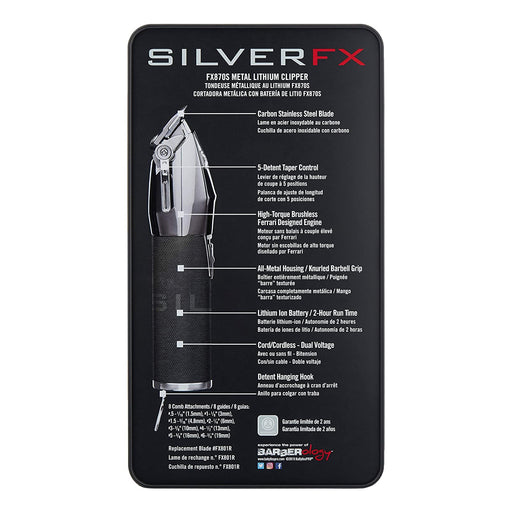 Babyliss Pro FX Cordless Clipper, Silver FX870S