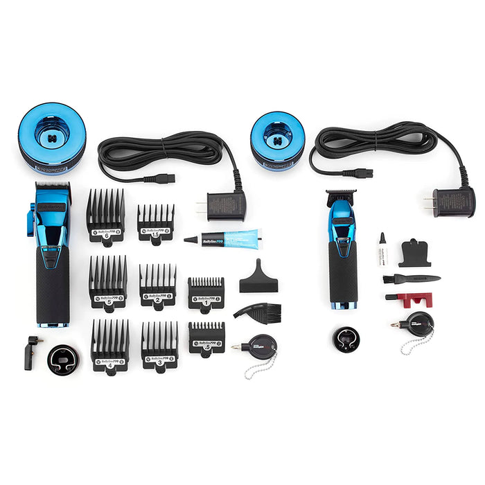 BaByliss PRO LimitedFX Boost Collection with Clipper, Trimmer Charging Base Set Blue Chrome