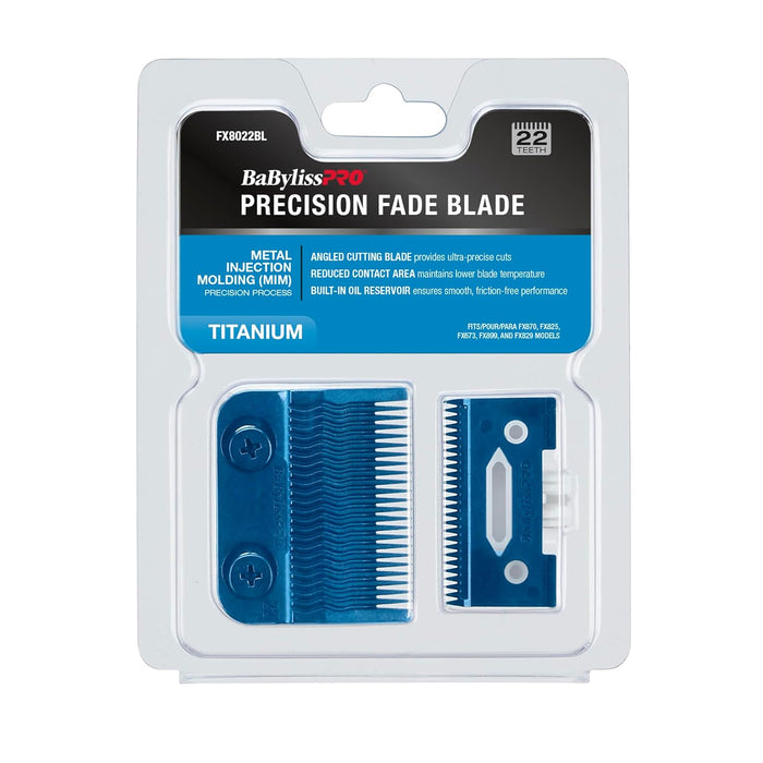 BaBylissPRO Titanium Metal Injection Molded Precision Fade Blade, Blue, FX8022BL