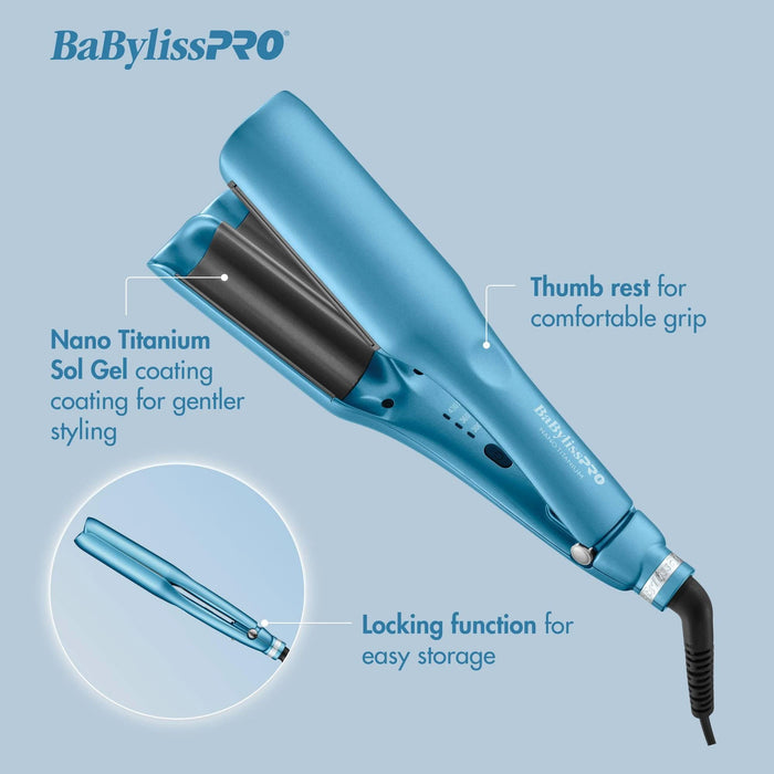 BaBylissPRO Nano Titanium Ionic Deep Waver, Compact