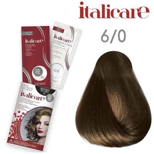 bbCos Italicare Hair Color Kit with 20 Volume,6/0,Dark Blonde