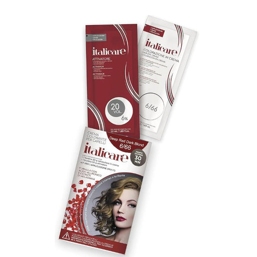 bbCos Italicare Hair Color Kit with 20 Volume,6/66,Deep Red Dark Blonde