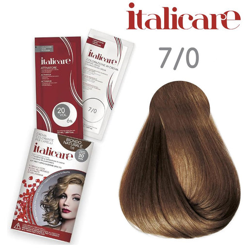 bbCos Italicare Hair Color Kit with 20 Volume,7/0,Natural Blode