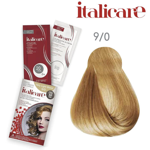 bbCos Italicare Hair Color Kit with 20 Volume,9/0,Very Light Blonde