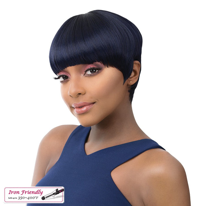 Pacifier Shaped Short Cut Wigs For Iron Wigs, Pixie Style,Tt1B/Deep Blue