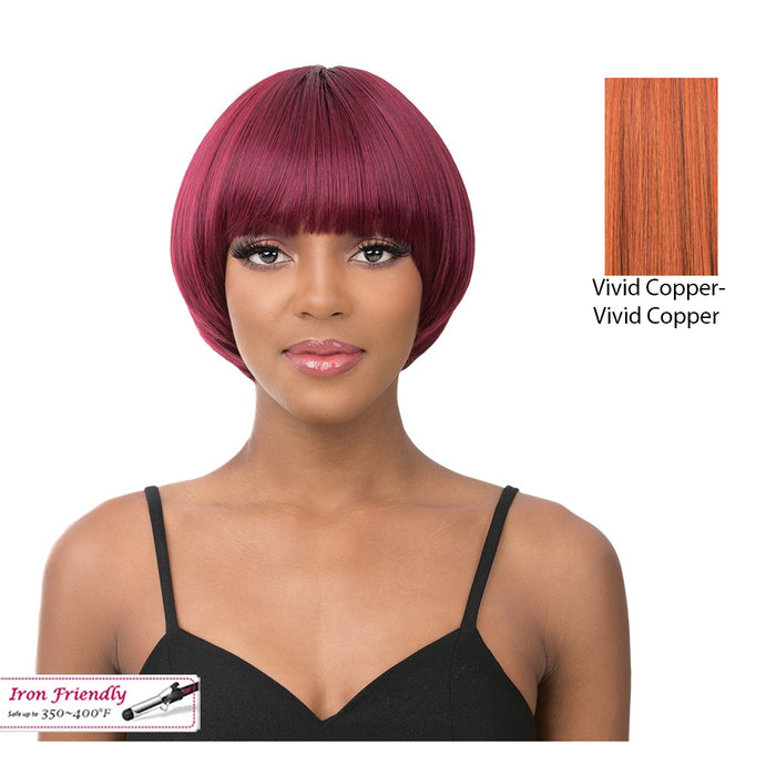 Avant Grade Bowl Cut Bob Style With Heat Resistant Synthetic Wig,Vivid Copper