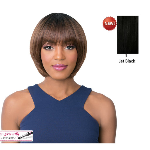 Synthetic Wig, Cap Size Medium, Length: Short,Black