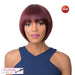 Synthetic Wig, Cap Size Medium, Length: Short,Streaked blend of Deep Wine and Dark Violet/Dark Ginger / Orange Red