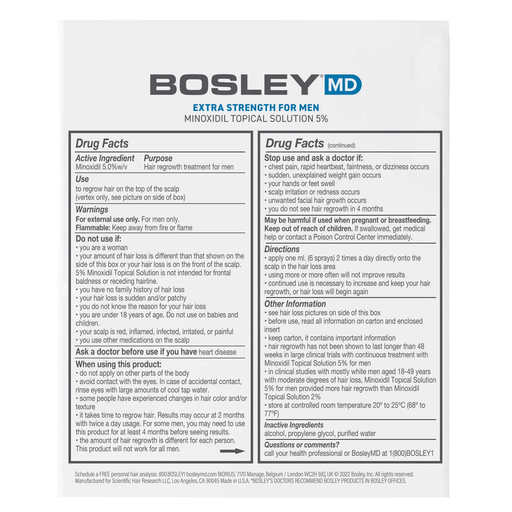 BOSLEY Treatment MENS Hair Re growth Treatment 5 Percent, 2 x 60ml