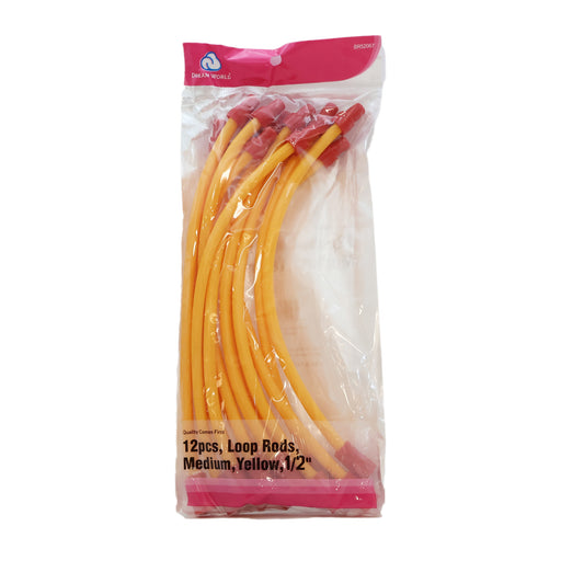 Brittny 0.5" Dia Loop Rods, Yellow, Medium, 12/PK