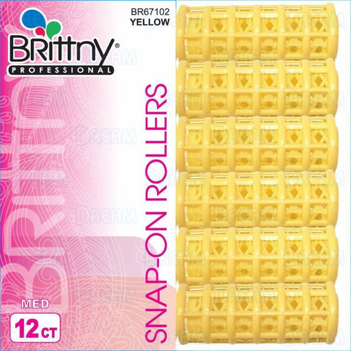 Brittny 3/4" Snap-On Magnetic Rollers, Medium, Yellow, 12/PK