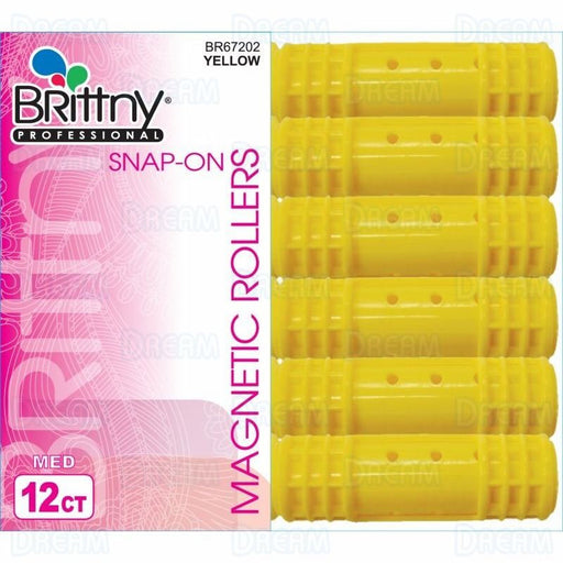 Brittny 3/4" Snap-On Magnetic Rollers, Medium, Yellow, 12/PK