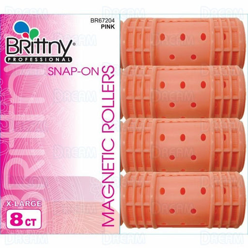 Brittny 1 1/8" Snap-On Magnetic Rollers, Large, Pink, 8/PK