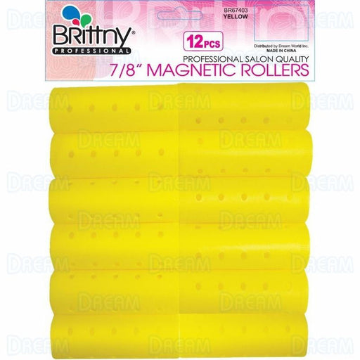 Brittny 7/8" Magnetic Rollers, Yellow, 12/PK