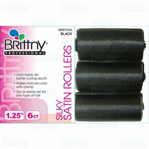 Brittny 1 1/4" Silky Rollers, Black, 6/PK