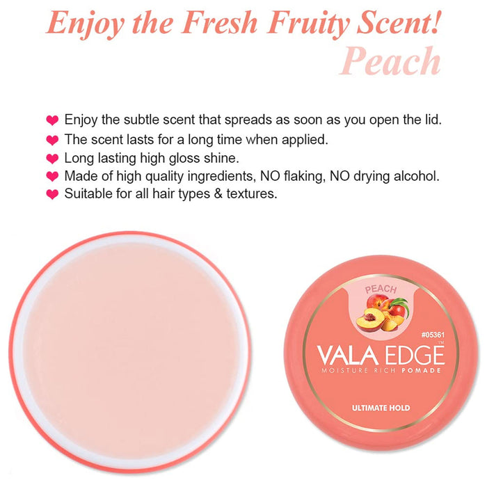 Beauty Town Vala Edge Pomade, Peach, 3.38 Oz.