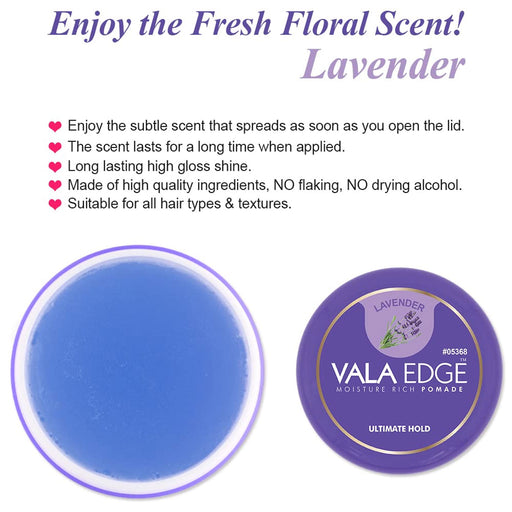 Beauty Town Vala Edge Pomade, Lavender, 3.38 Oz.