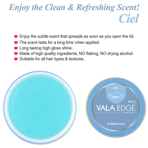Beauty Town Vala Edge Pomade, Ciel, 3.38 Oz. 