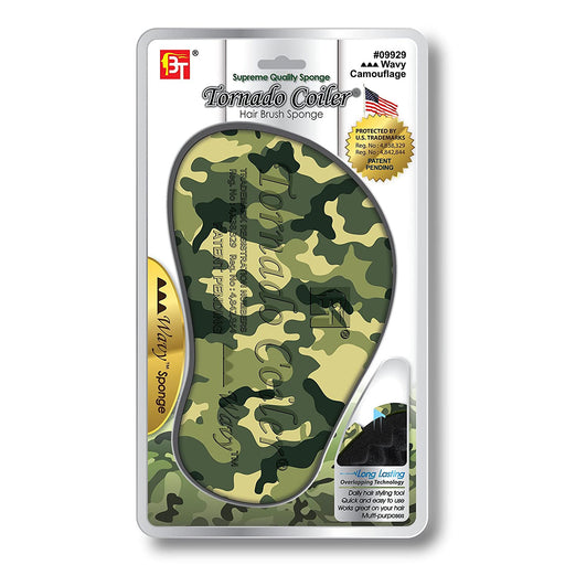 Bt Tornado Coiler Wavy Hair Brush Sponge, Camouflage