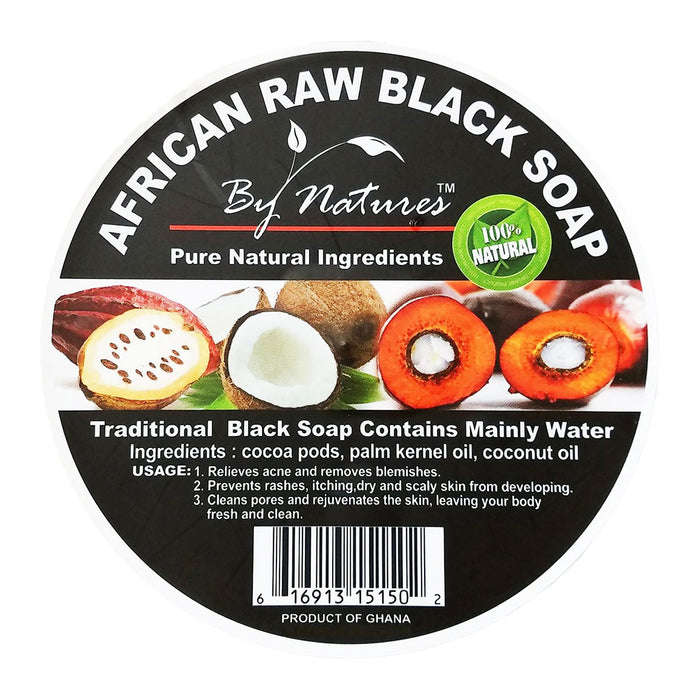 By Natures African Raw Black Soap Tub Original 6 Oz.