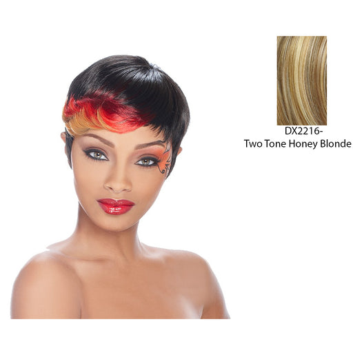 Anni Synthetic Feather Wig,Two Tone Frost Blend Of Strawberry Blonde Layer Over With Honey Blonde Bottom