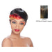 Anni Synthetic Feather Wig,Off Black base with accented highlights of Bright Copper blending into Blonde ends