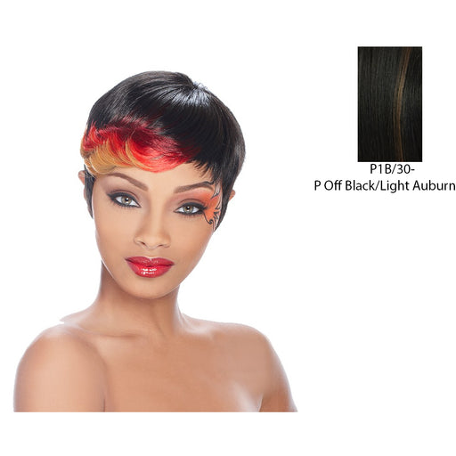 Anni Synthetic Feather Wig,Mix Off Black/Light Auburn