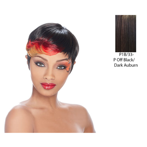 Anni Synthetic Feather Wig,Off Black/ Aurburn