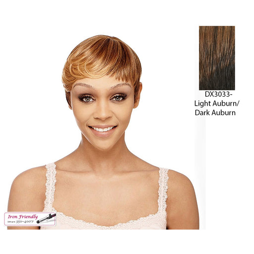 Club Girl Synthetic Wig,Two Tone Frost Blend Of Light Auburn Layer Over Dark Auburn Bottom
