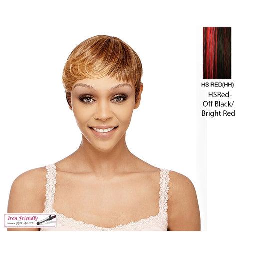 Club Girl Synthetic Wig,Off Black Base With Bright Red Accented Highlights
