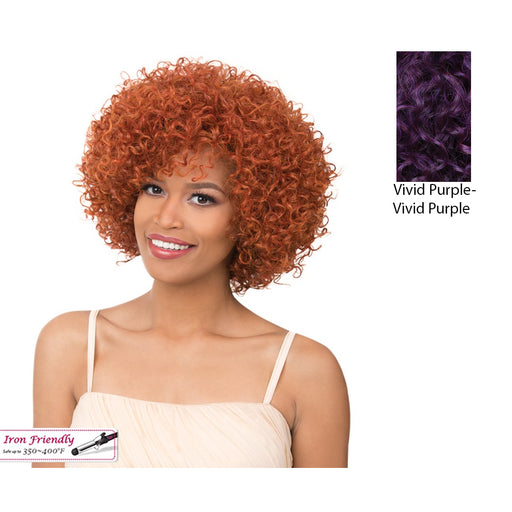 Curly Bang With Heat Resistant Synthetic Wig,Purple