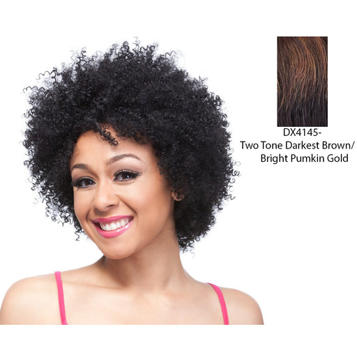 Human Hair Wig,Two Tone Frost Blend Of Darkest Brown And Bright Pumpkin Gold