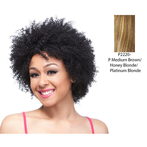 Human Hair Wig,Streaked Blend Of Medium Brown, Strawberry Blonde, And Platinum Blonde