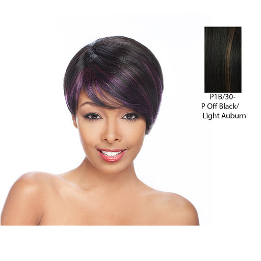 Human Hair Cloth Cap ,Mix Off Black/Light Auburn