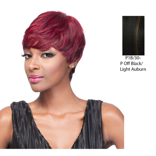 It Is A Human Hair Weave Cap HH Andi Wig,Mix Off Black/Light Auburn